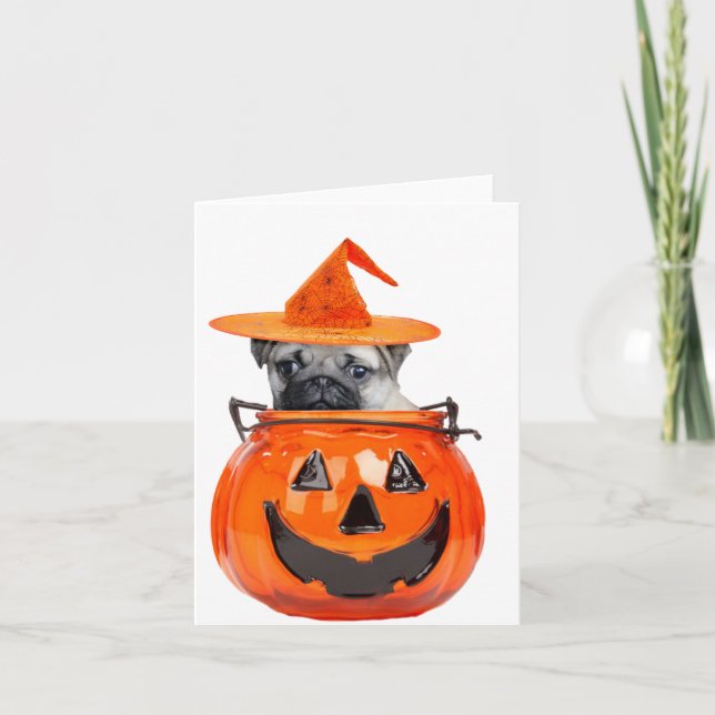 Carte Chien carlin d'Halloween (Devant)