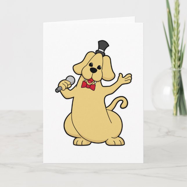Carte Chien chanteur avec microphone (Devant)