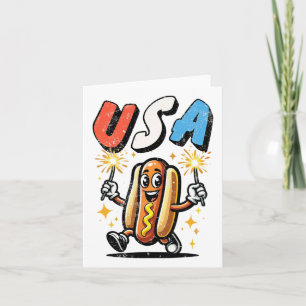 Carte Chien Chaud 4 Juillet Feux D'artifice Fête Indépen