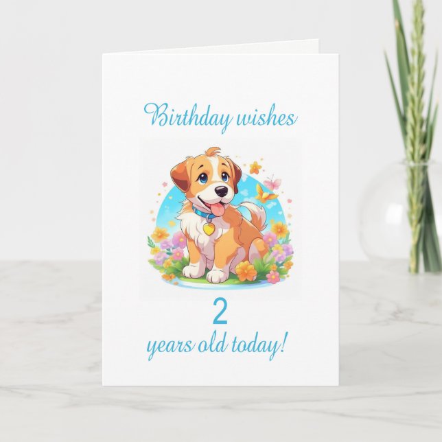 Carte Chien chiot 2e anniversaire (Devant)