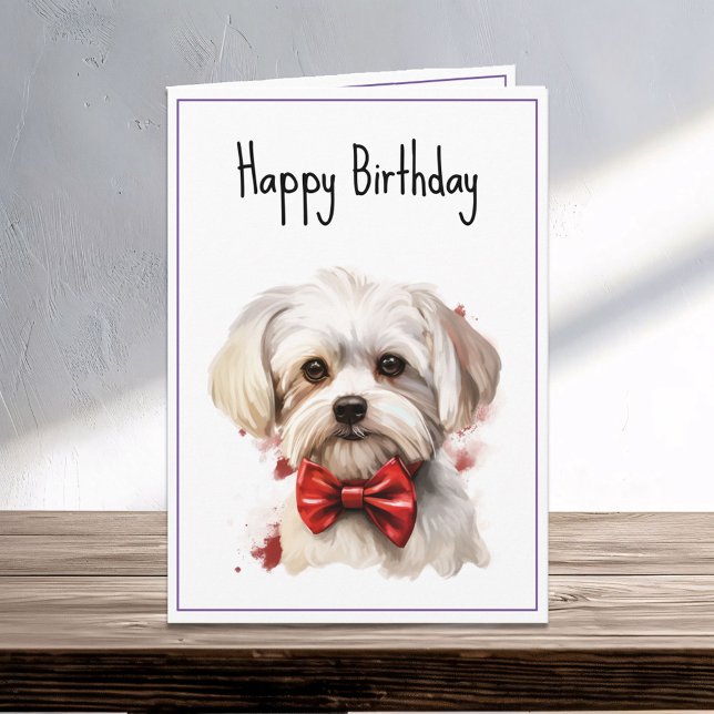 Carte Chien chiot maltais Anniversaire (Créateur téléchargé)