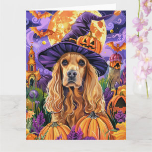 Carte Chien Cocker Spaniel Effrayant Sorcière d'Hallowee
