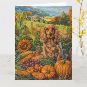 Carte Chien Cocker Spaniel Récolte d'Automne Action de G