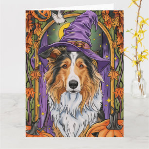 Carte Chien Colley Roux Effrayant Halloween Sorcière Cit