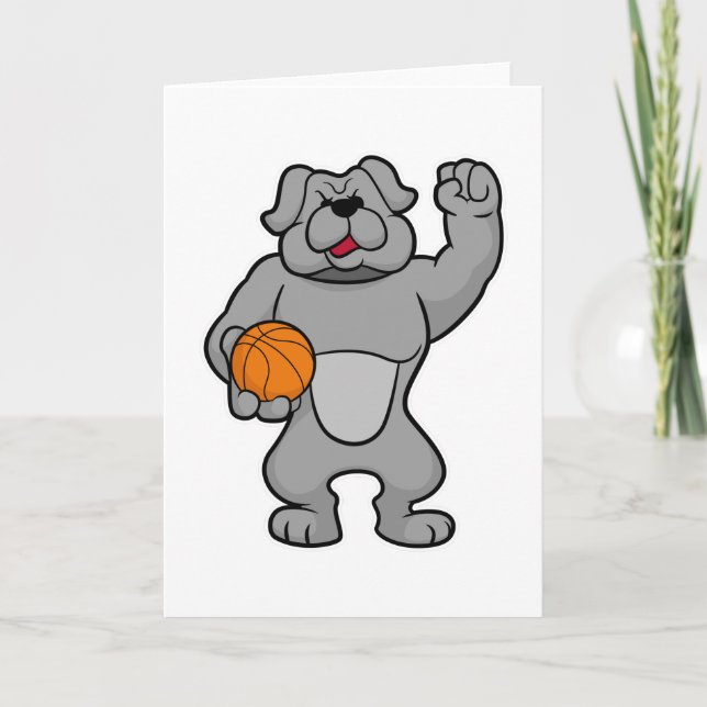 Carte Chien comme joueur de basket-ball avec basket-ball (Devant)