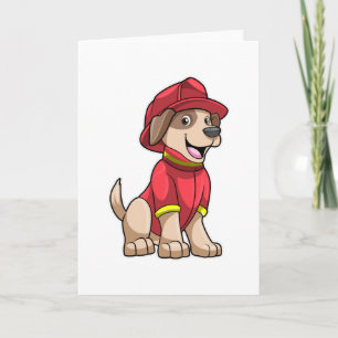 Carte Chien comme pompier avec casque d'incendie