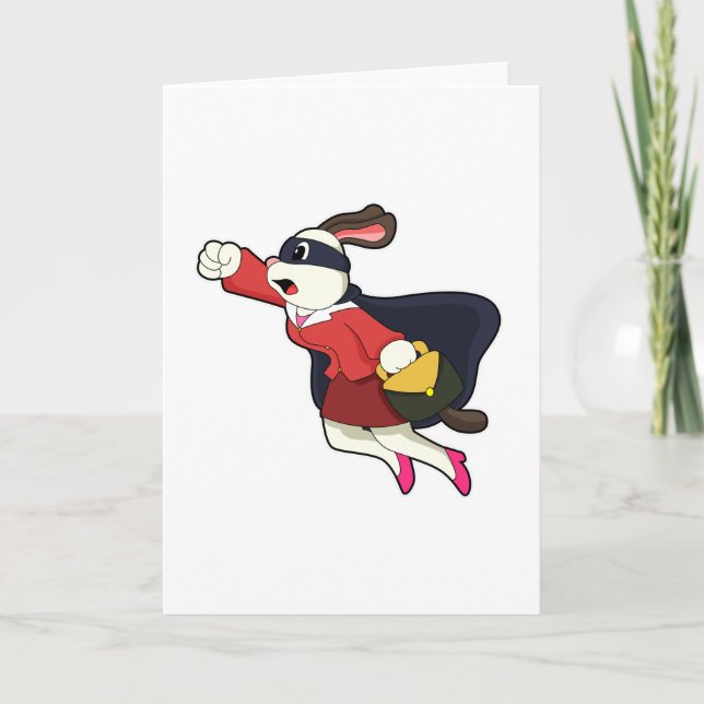 Carte Chien comme Super-héros Secrétaire (Devant)