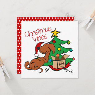 Carte Chien Dachshund Vibes de Noël