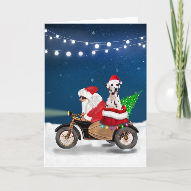 Carte Chien dalmate Noël Père Noël   (Devant)