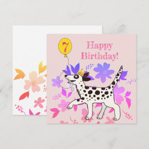 Carte Chien dalmate souhaite bon septième anniversaire!