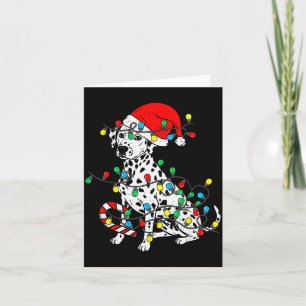 Carte Chien Dalmatien Lumières de Noël Santa Xmas Animal