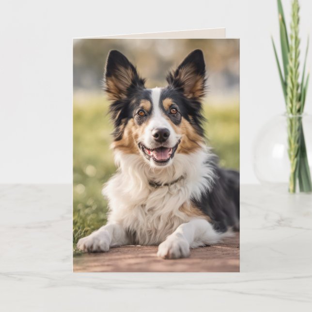 Carte Chien d'anniversaire australien avec sourires (Devant)