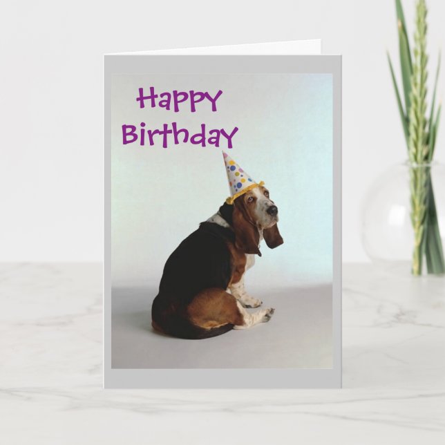 Carte Chien d'anniversaire de Basset (Devant)