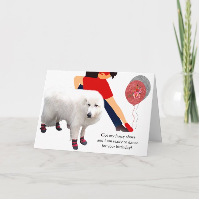 Carte Chien dansant avec des chaussures rouges Anniversa (Devant)