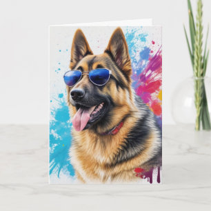 Carte Chien de berger allemand cool portant des lunettes