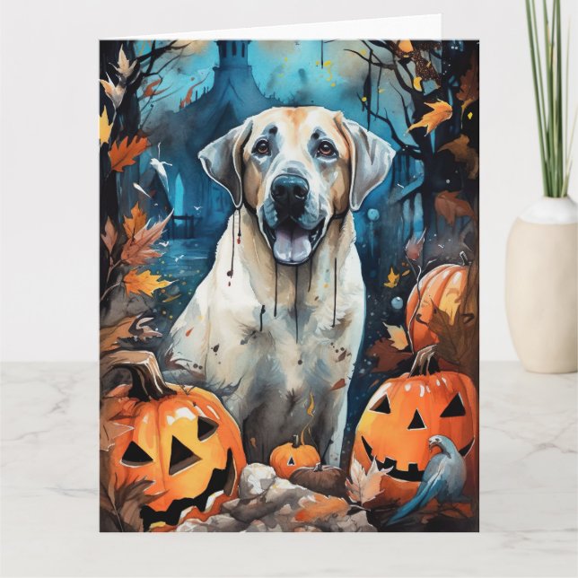 Carte Chien de berger anatolien d'Halloween avec des cit (Devant)
