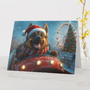 Carte Chien de berger belge Montagnes russes Noël