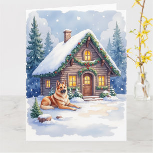 Carte Chien de berger du Caucase Cabane de montagne Noël