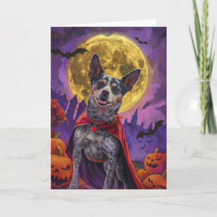 Carte Chien de bétail australien Halloween Citrouilles E