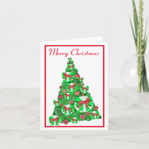 Carte Chien de boxe Silhouette Arbre de Noël Blanc