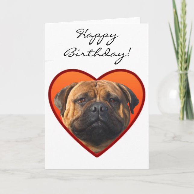 Carte Chien de bullmastiff de joyeux anniversaire (Devant)