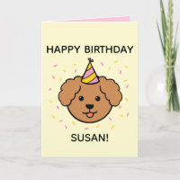 Chien de caniche | Anniversaire rose et jaune plié