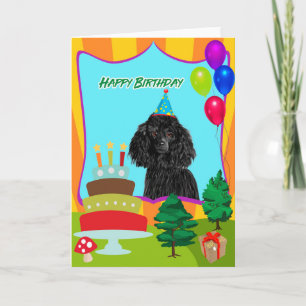 Carte Chien de caniche Joyeux anniversaire