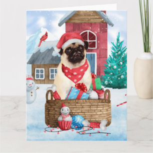 Carte Chien de carlin dans la neige Maison de Chien de N