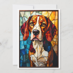 Carte Chien de chasse Beagle de style vitrail 