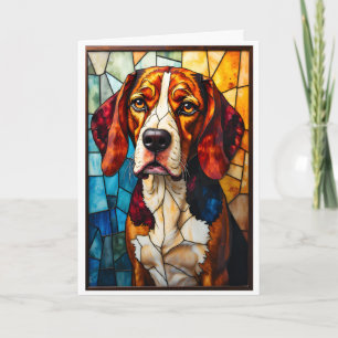 Carte Chien de chasse Beagle de style vitrail 