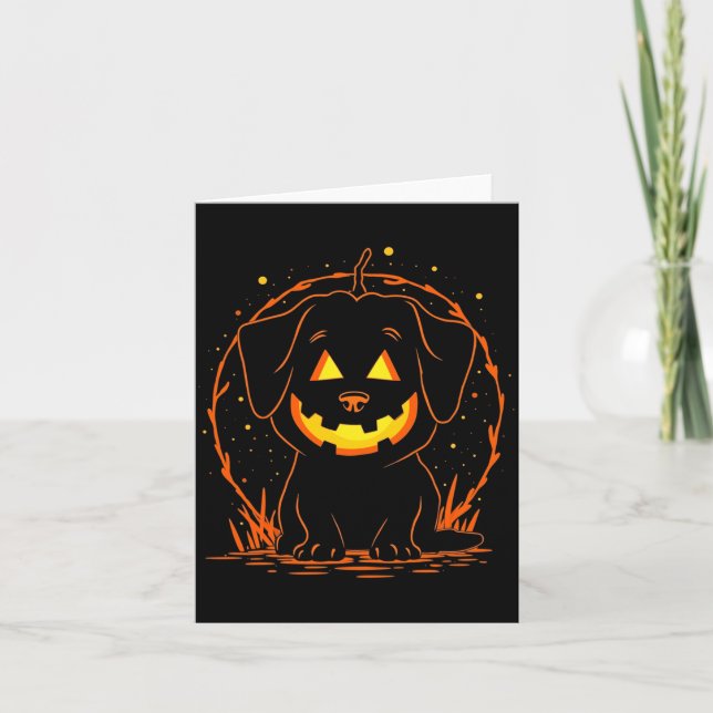 Carte Chien de Halloween Citrouille Manches Longues (Devant)