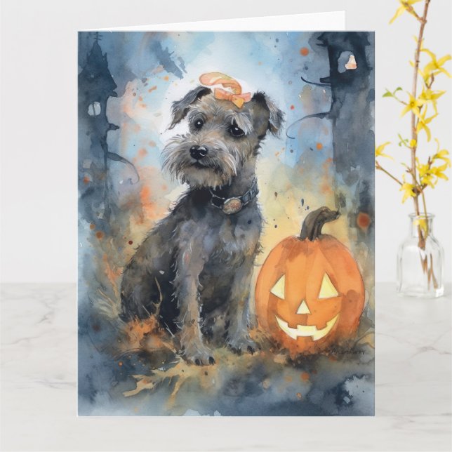Carte Chien de la baie de Chesapeake pour Halloween avec (Fleur jaune)