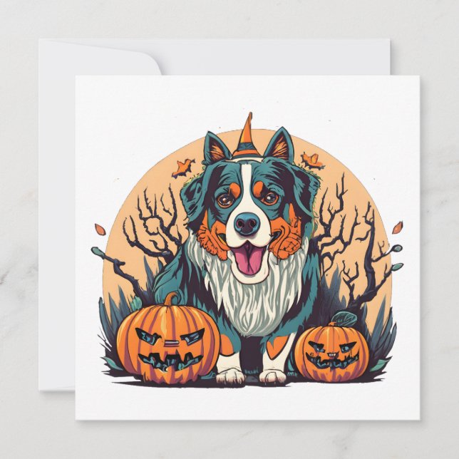 Carte Chien de montagne bernois Halloween effrayant (Devant)