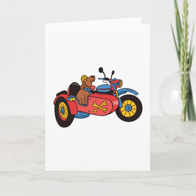 Carte Chien de moto en sidecar (Devant)