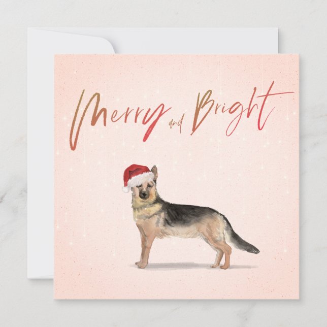 Carte Chien de Noël Allemand Berger Salutation (Devant)