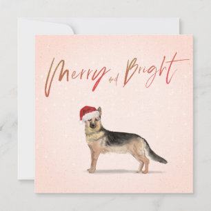 Carte Chien de Noël Allemand Berger Salutation