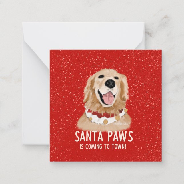 Carte Chien de Noël Père Noël Paks Golden Retrieve (Devant)