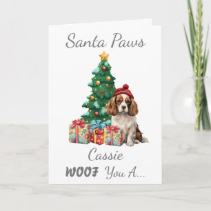 Carte Chien de Noël personnalisable Cavalier Spaniel