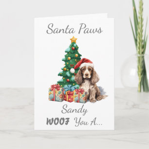 Carte Chien de Noël personnalisable Cocker Spaniel