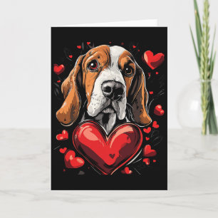 Carte Chien de pari de la Saint-Valentin, Cœurs, Chien
