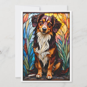 Carte Chien de race mixte de style vitrail plat