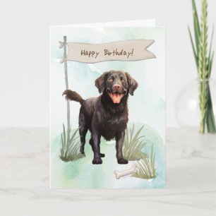 Carte Chien de Retriever à revêtement curé sous signe d'
