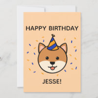 Chien de Shiba Inu | Plat d'anniversaire bleu et o