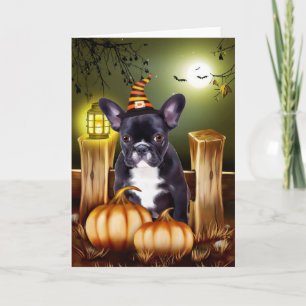 Carte Chien de taureau français en costume d'Halloween