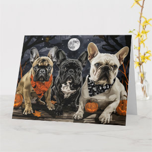 Carte Chien de taureau français Halloween Éffrayant