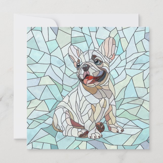 Carte Chien de taureau français mignon - mosaïque pastel (Devant)