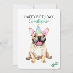 Carte Chien de taureau français Personnalisé Joyeux anni