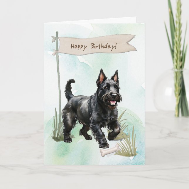 Carte Chien de Terrier écossais race sous signe d'annive (Devant)