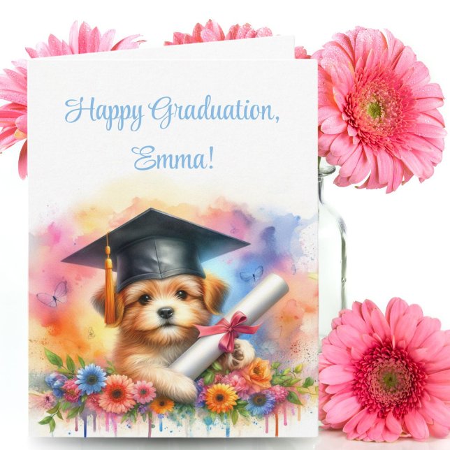 Carte Chien de Terrier mignon Bonne Graduation (Créateur téléchargé)