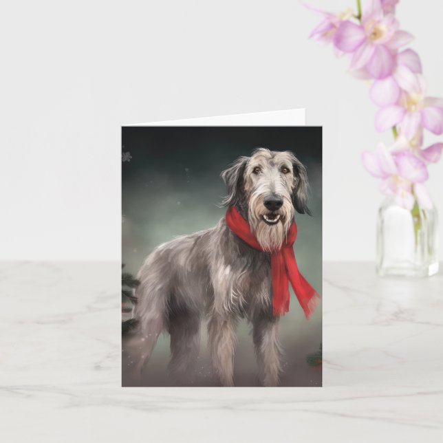 Carte Chien de Wolfhound à Noël de neige (Orchidée)